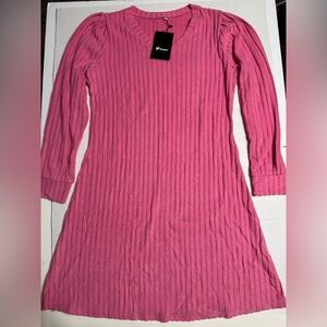 Vibrant Pink Ribbed Knit Dress NWT